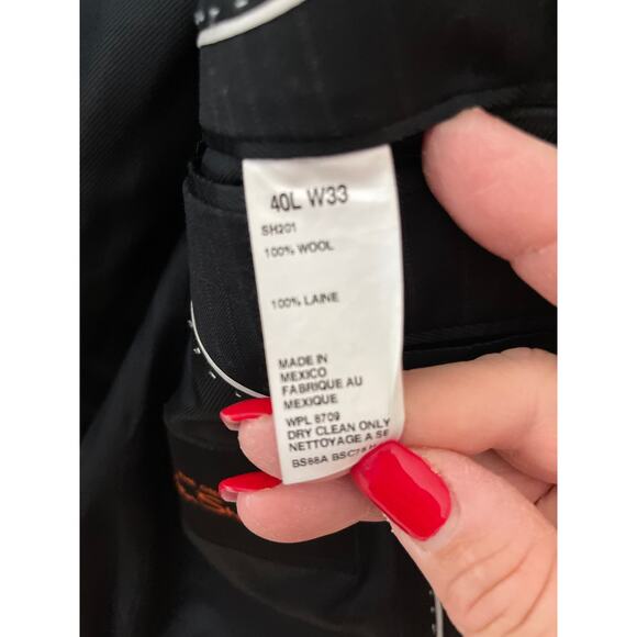 Ben Sherman Men’s 100% Wool Black & Gray Pinstripe Blazer Size 40 Long - Picture 9 of 10